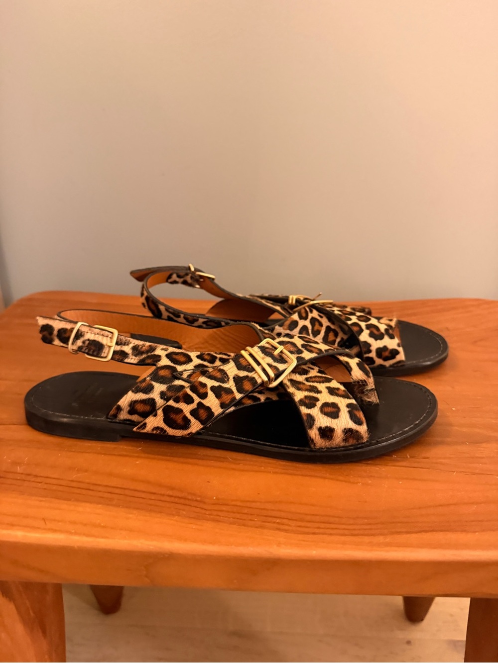 Sezane Leopard Print Slingback Sandals - Brown/Black